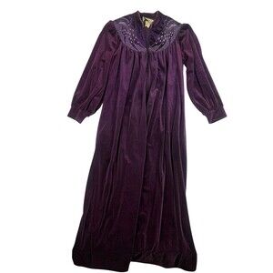 Donna Richard Gilligan O'Malley Vintage Purple Velvet Ruffle Maxi Robe USA Made